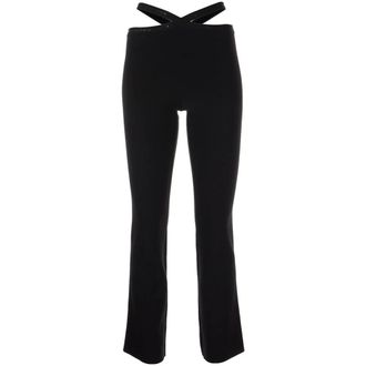Alexander Wang Cropped Trousers, female, Black, Size: L High Waist With Logo Cut Leggings