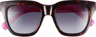 Kurt Geiger 53mm Square Sunglasses in Havana/Fuchsia Crystal Temple at Nordstrom Rack