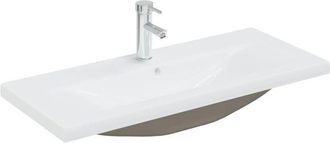 vidaXL Lavabo empotrado con grifo cerámica blanco 91x39x18 cm vidaXL