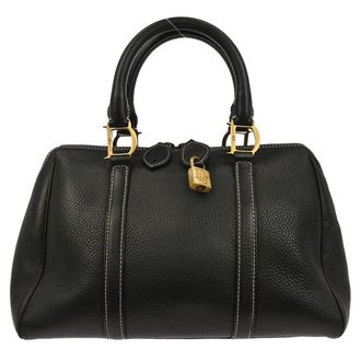 Dior Vintage Leather Black Leather Handbag (Pre-Owned)