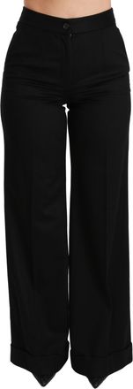 Dolce & Gabbana Womens Black Wide Leg Flared Trouser Cashmere Pants