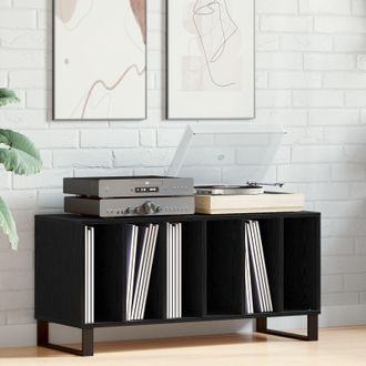 Berkfield Home Record Cabinet Black Oak 100x38x48 cm Engineered Wood | Size: 100 x 38 x 48 cm