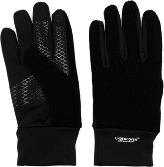 Undercover logo print gloves - men - Polyester/Wool - One Size - Black