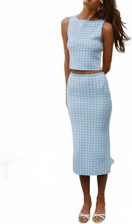 Astr Gingham Sleeveless Shirt In Blue