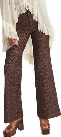 Free People Runaway Floral Flare Pants In French Chocolate