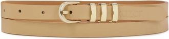 Kazar Beige smalle riem met afgeronde gesp - Dames - Riemen - Beige - 100 CM - Leer - Accessoires