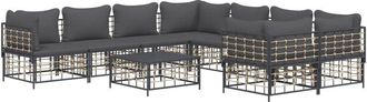 vidaXL Juego De Muebles De Jard&iacute;n 9 Pzas Y Cojines Rat&aacute;n Pe Antracita Vidaxl