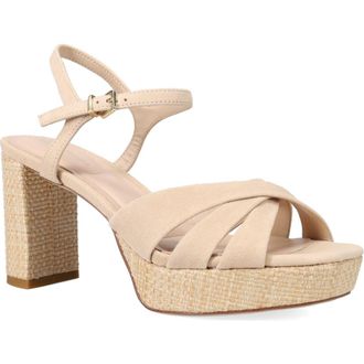 Pelle Moda Petina Ankle Strap Platform Sandal in Beige at Nordstrom, Size 9.5