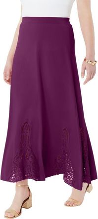 Roaman's Ultrasmooth Fabric Lace Maxi Skirt in Dark Berry at Nordstrom, Size 40