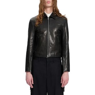 Ann Demeulemeester Karlo Slim Fit Zipped Biker Met Franjes - Heren - Leren en Su&egrave;de Jassen - Zwart - XL - Leer - Jassen