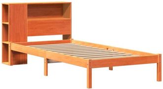 vidaXL Cama Con Estanter&iacute;a Sin Colch&oacute;n Madera Maciza Marr&oacute;n 75x190 Cm Vidaxl