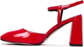 Cesare Gaspari Lak Blokhak Pumps - Rood - Dames - Pumps - Rood - 39 EU - Leer - Schoenen