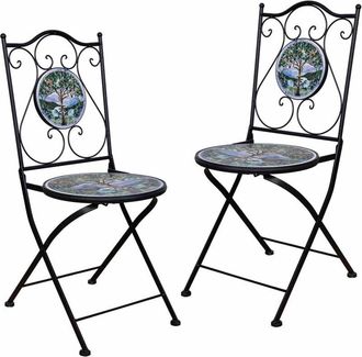 Wanderlust Deco Wanderlust Deco - Dos sillas de forja y mosaico negras 38x38x90 cm