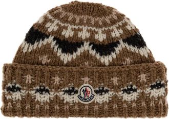Moncler Berretto in lana con logo - - Accessories - Uomo - Marrone - ONE SIZE