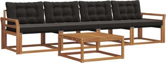 vidaXL Conjunto De Sof&aacute;s De Exterior 5 Uds. Natural Y Negro Vidaxl