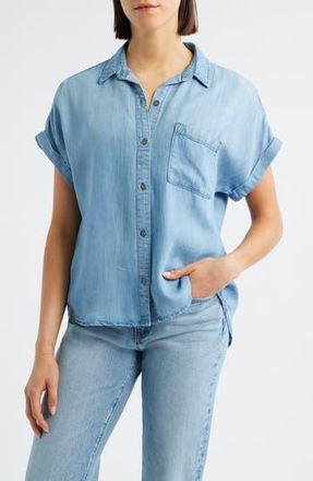 Cloth & Stone Cuffed Denim Shirt in Worn Blue Wash at Nordstrom Rack, Size Xx-Small