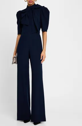 Black Halo Ara Puff-Sleeve Bow Jumpsuit