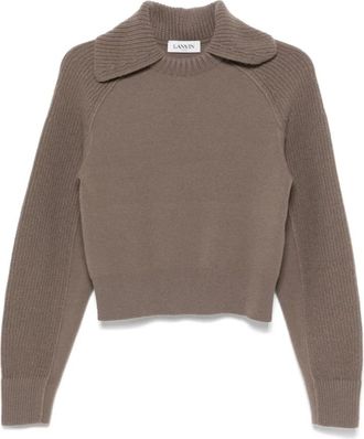 Lanvin Wollen en Kasjmier Trui - Dames - Ronde hals truien - Beige - L - Wol - Truien & Vesten