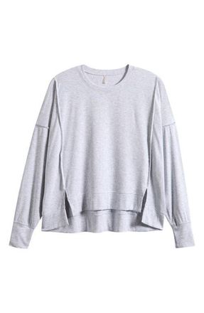 Free People All My Love Long Sleeve Rib T-Shirt in Heather Grey at Nordstrom, Size X-Large