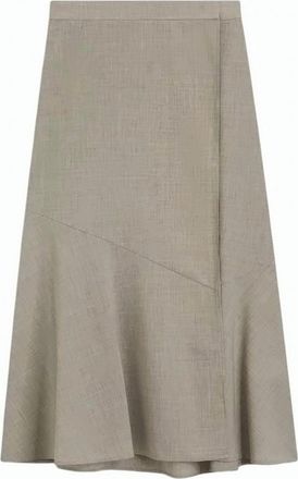 BOSS Beige Vuleran Virgin Wool Midi Skirt