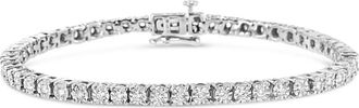House of Brilliance 925 Sterling Silver 1.0 Cttw Lab Grown Diamond Illusion-Set Miracle Plate Tennis Bracelet (G-H Color, VS1-VS2 Clarity) - Size 7.25
