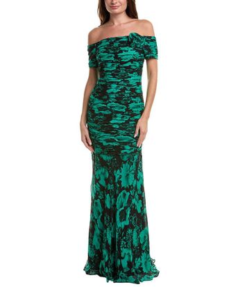 Teri Jon by Rickie Freeman Teri Jon By Rickie Freeman Printed Silk Maxi Dress