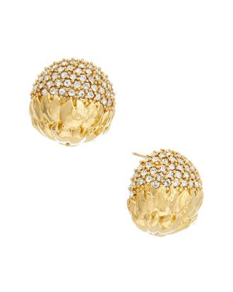 Oscar De La Renta Artichoke With Pave Stud Earrings