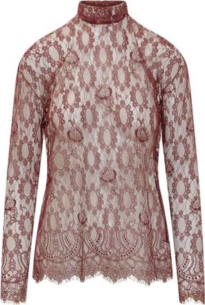 Dolce & Gabbana Chantilly Lace Top - Dames - Blouses - Rood - XS - Katoen - Overhemden