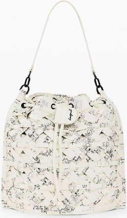 Desigual Zaino medio bianco con scritte-Neutro