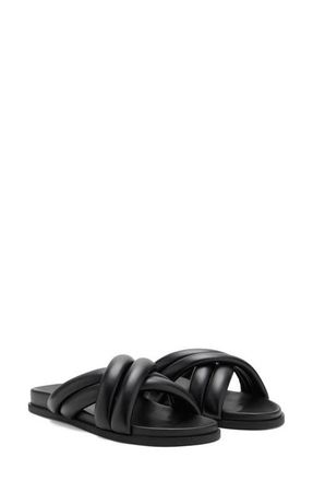 Mango Padded Crisscross Strap Slide Sandal in Black at Nordstrom, Size 7.5Us