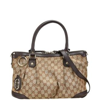 Gucci Pre-owned Tote Bags, female, Beige, Size: ONE SIZE Pre-owned Canvas gucci-bags