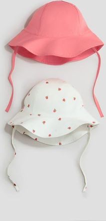 H&M 2-pack Cotton Sun Hats in Pink/strawberries at Nordstrom, Size 9-12 M