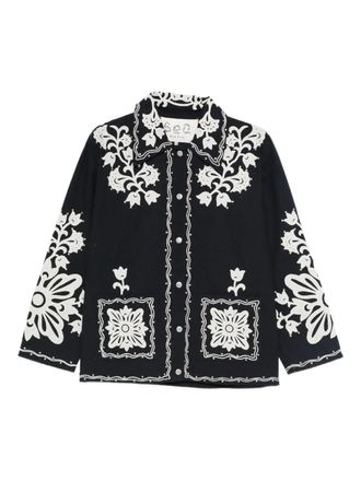 Sea New York Jack met geborduurde bloemen en knopen - Blauw