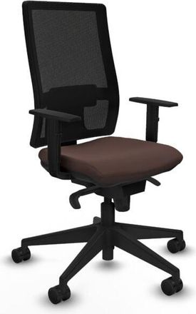 Piqueras y Crespo Horna sincro malla negra similpiel marrón oscuro brazos 1D base piramidal ruedas 65mm nailon