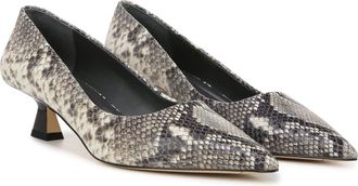 Franco Sarto Diva Pump Womens Gray Snake Print Slip On Kitten Heel RHS9472