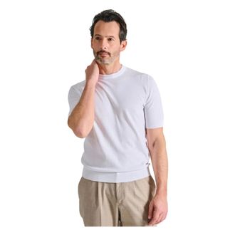FILIPPO DE LAURENTIIS Round-neck Knitwear, male, White, Size: 2XL White Cotton Crepe Knit Top