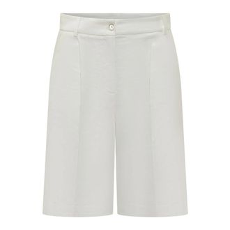 Pinko Long Shorts, female, White, Size: XS Bermuda Shorts with Pressed Pleat Detail