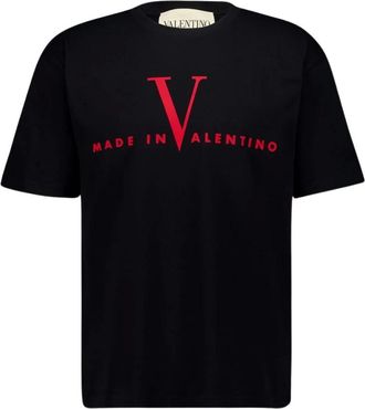 Valentino Garavani Tops, Heren, Zwart, 2Xl, Katoen, Katoenen T-shirt met Made In Print