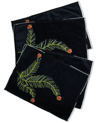 Tiramisu Set Of 4 Noir Saphir Velvet Placemat