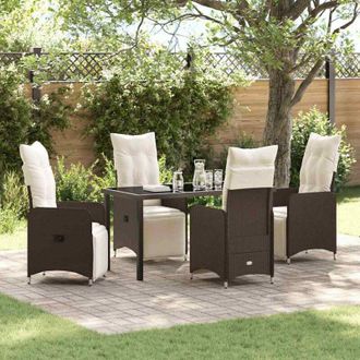 vidaXL Conjunto De Comedor De Jard&iacute;n Con Coj&iacute;n 5 Pcs Marr&oacute;n Polirat&aacute;n Vidaxl