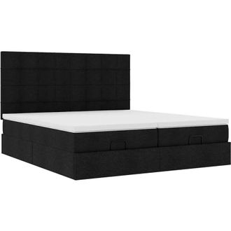 vidaXL Estructura De Cama Otomana Con Colchones Tela Negra 160x200 Cm Vidaxl