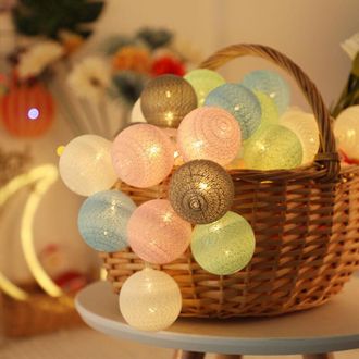 OEM Guirnalda De Luces Con Bolas De Algod&oacute;n, Decoraci&oacute;n Navide&ntilde;a Para Interiores, Decoraci&oacute;n Led Para Bodas, 1,5 M, 10 Unidades (color, Usb, 6 Cm)
