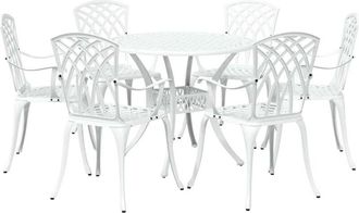 vidaXL Garden Dining Set 7 pcs White Aluminium vidaXL