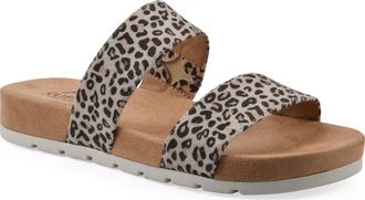 White Mountain Tahlie Slide Sandal in Natural Leopard Suedette at Nordstrom Rack, Size 6.5