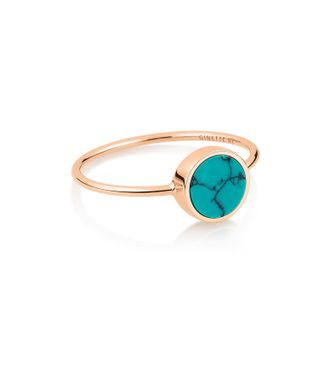 Ginette NY Bague Ever Mini Disc Turquoise Or Rose