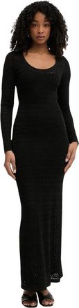 Michael Kors Pointelle Stretch Knit Maxi Jurk - Dames - Maxi kleedjes - Zwart - XS - Polyester - Kleedjes