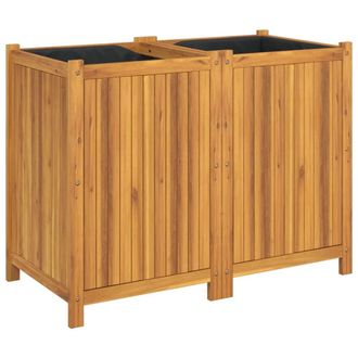 Berkfield Home Garden Planter with Liner 100x50x75 cm Solid Wood Acacia in Brown | Size: 100 x 50 x 75 cm