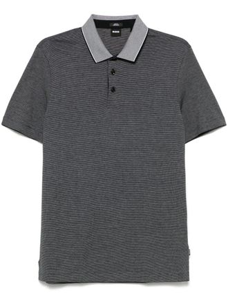 BOSS Katoenen poloshirt met contrasterende kraag - Blauw
