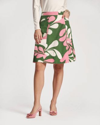 Frances Valentine Marta Midi Skirt In Mid Century Palm Cotton