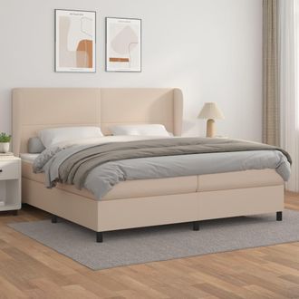 vidaXL Vidaxl - Cama Box Spring Con Colch&oacute;n Cuero Sint&eacute;tico Capuchino 200x200cm
